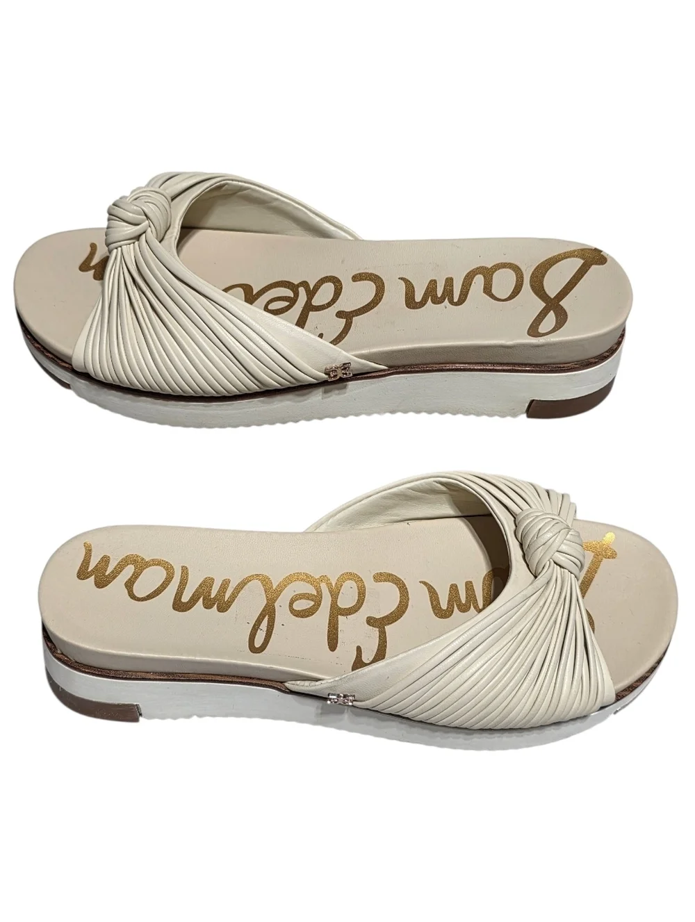 SAM EDELMAN ADRIEL KNOTTED PLATFORM SANDALS CREAM SZ 7.5